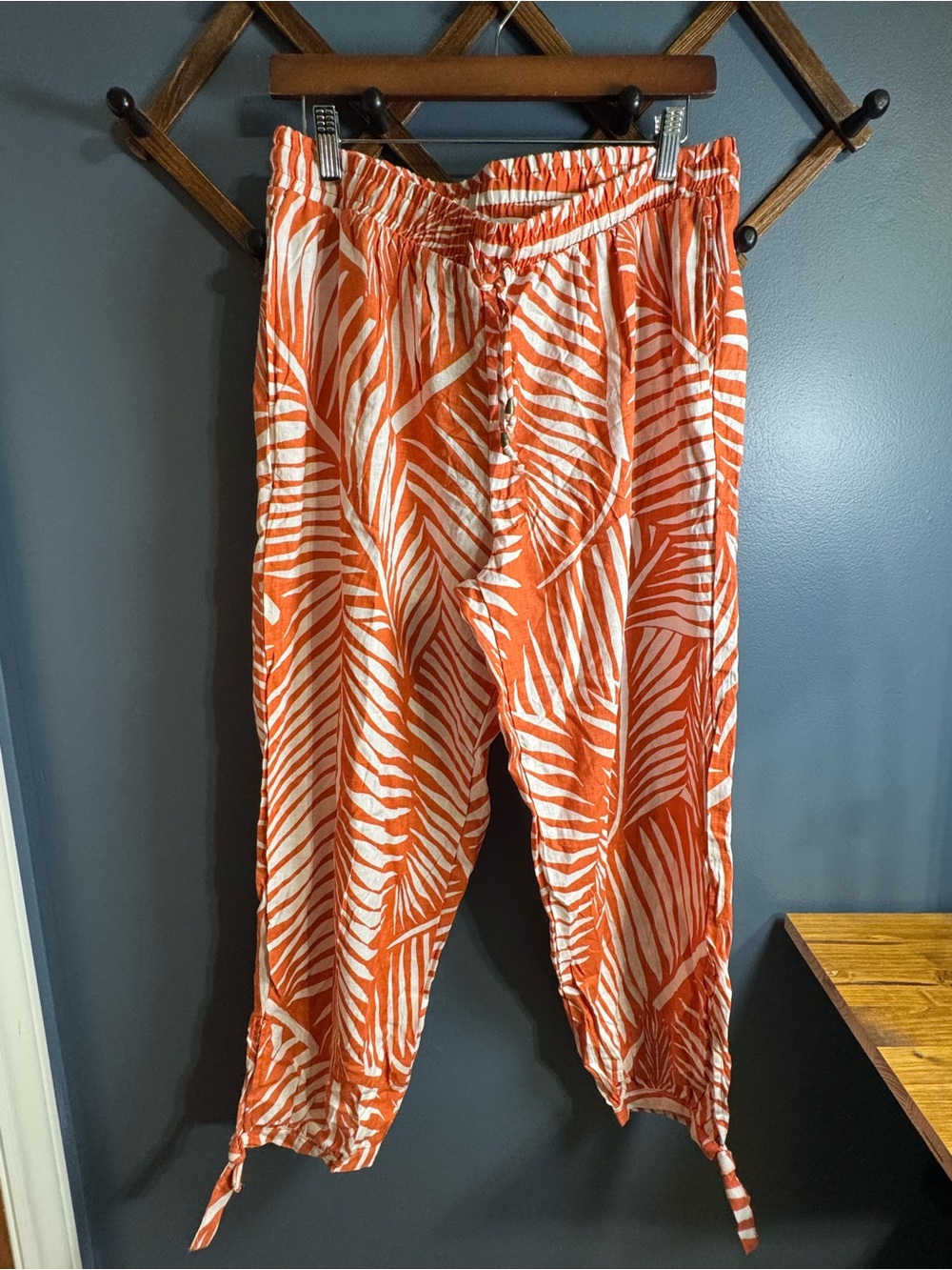 Panama Jack Orange and White Cropped Drawstring Pants
